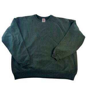 Vintage Hanes Her Way Forest Green Crewneck Sweatshirt XL 90s Blank Oversized